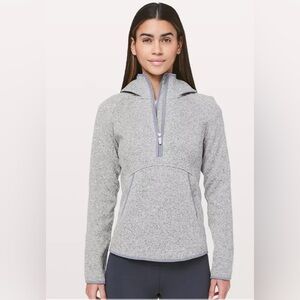 Lululemon Fleece & Thank You Pullover Jacket Light Heathered Grey